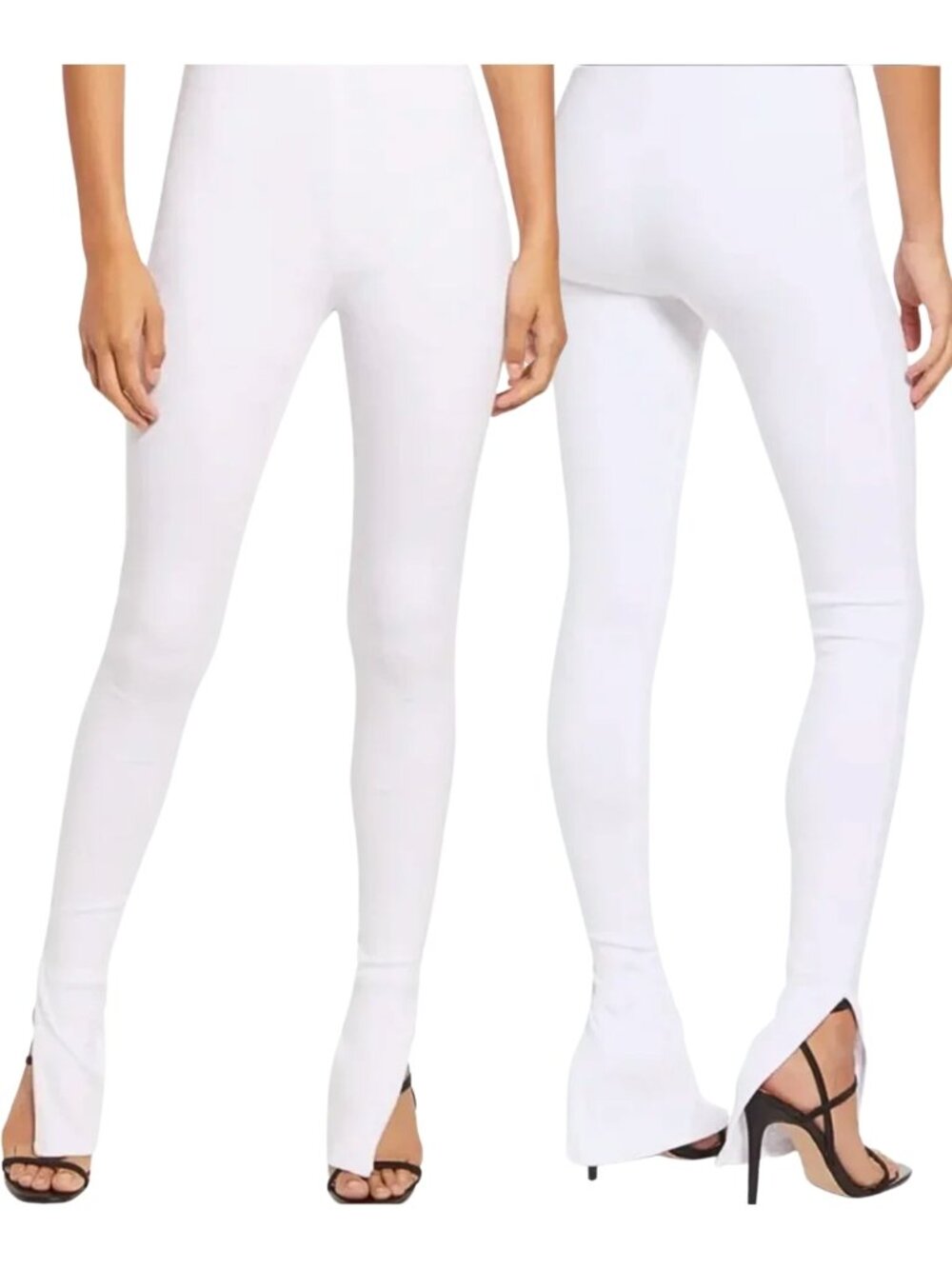 Naked Wardrobe White Pants Legging Size Small Rib Knit Stretch Straight Bootcut